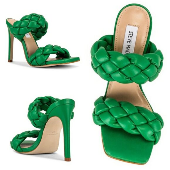 💕STEVE MADDEN💕 Kenley Brauded Heel ~ Green 8 - Picture 1 of 8